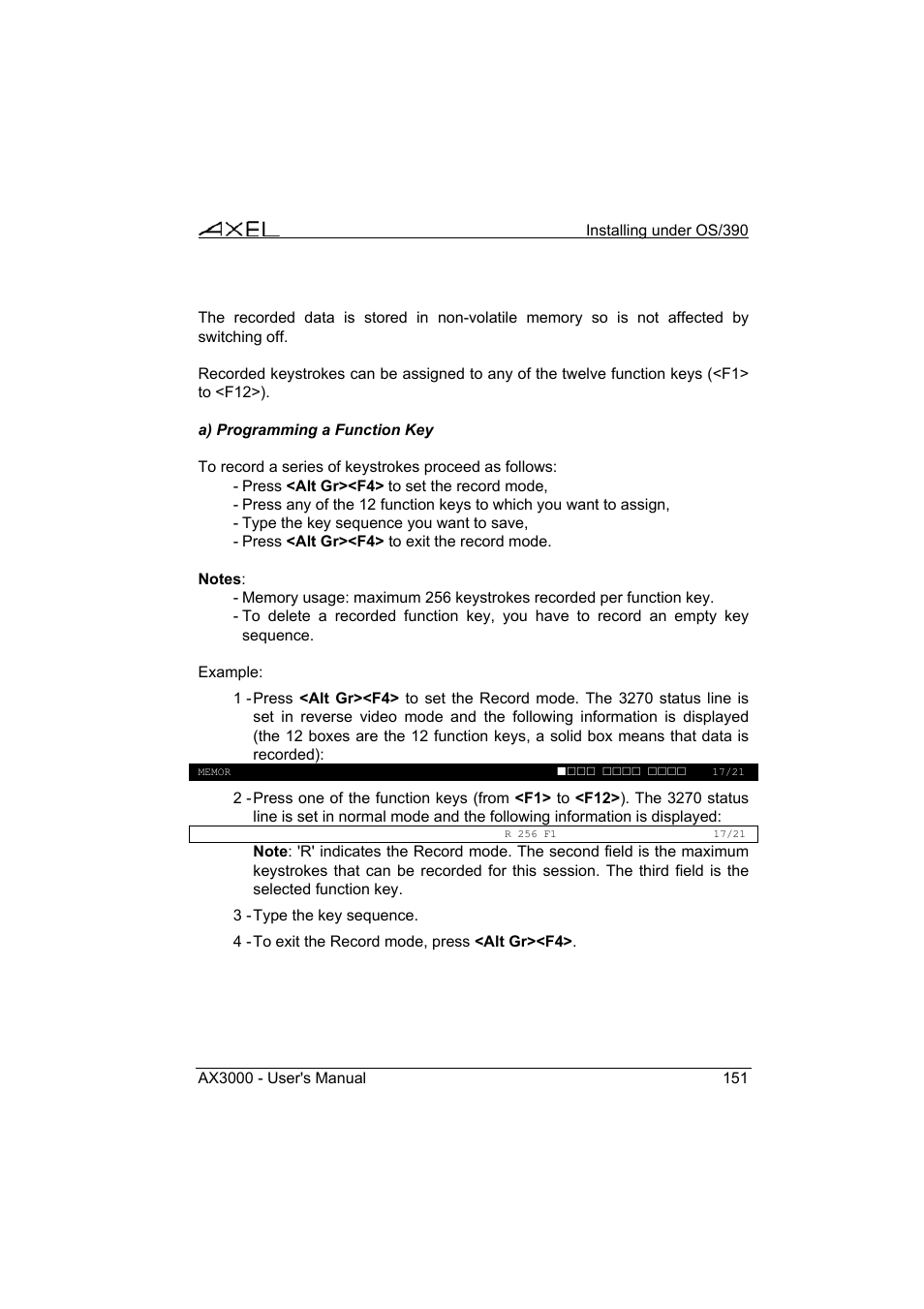 Axel AX3000 65 User's Manual - firmware 0632 User Manual | Page 165 / 298