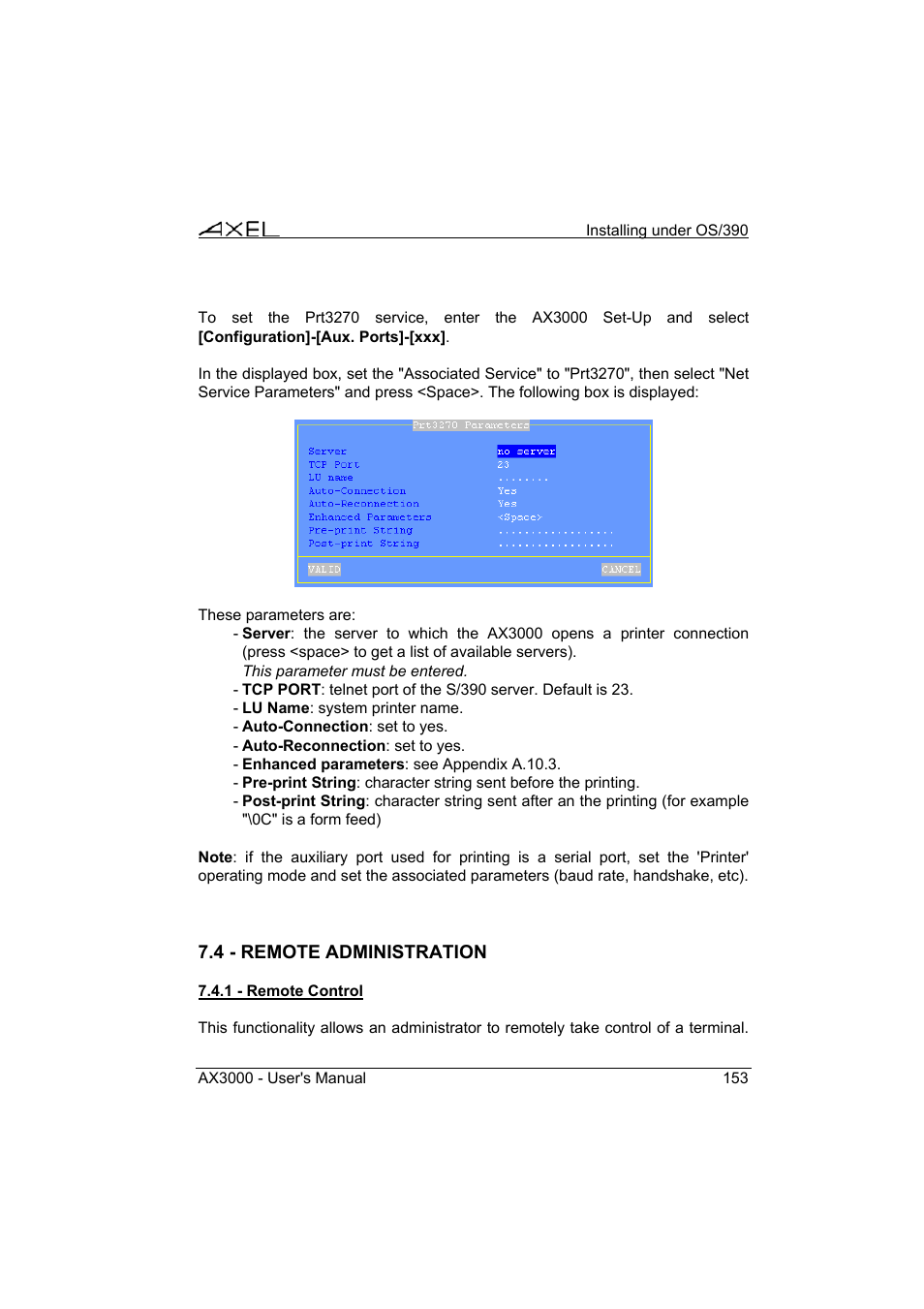 Axel AX3000 65 User's Manual - firmware 0632 User Manual | Page 167 / 298