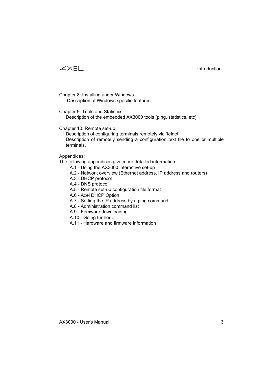 Axel AX3000 65 User's Manual - firmware 0632 User Manual | Page 17 / 298