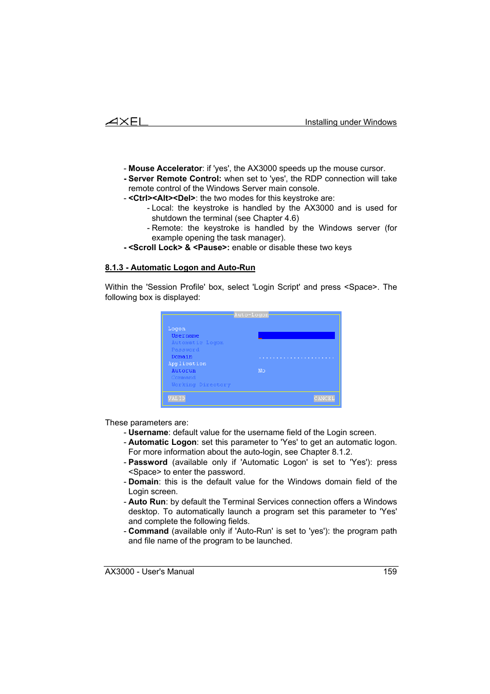 Axel AX3000 65 User's Manual - firmware 0632 User Manual | Page 173 / 298
