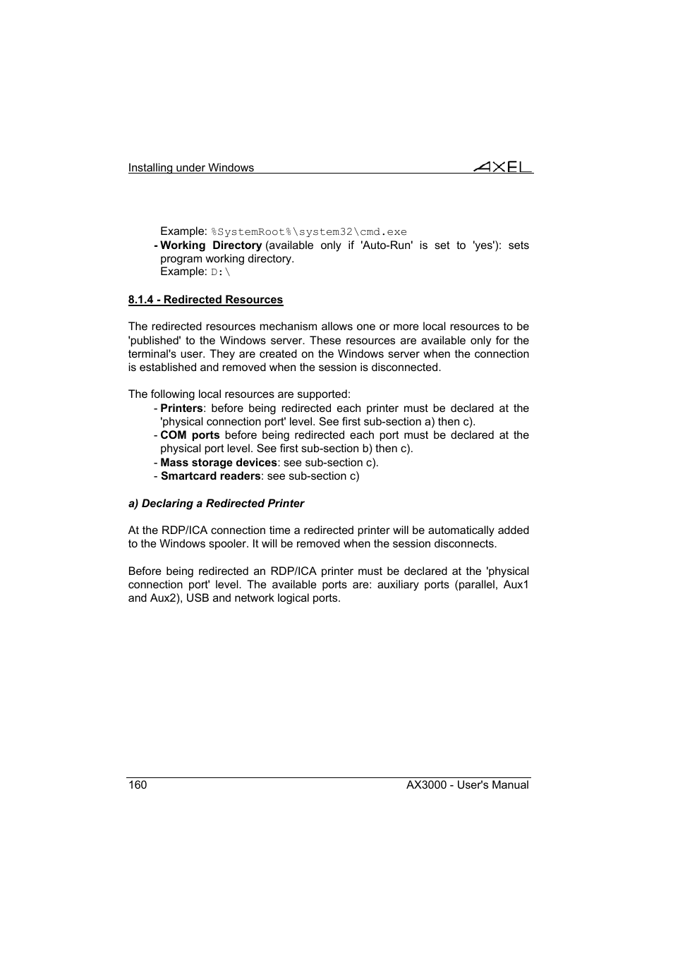 Axel AX3000 65 User's Manual - firmware 0632 User Manual | Page 174 / 298
