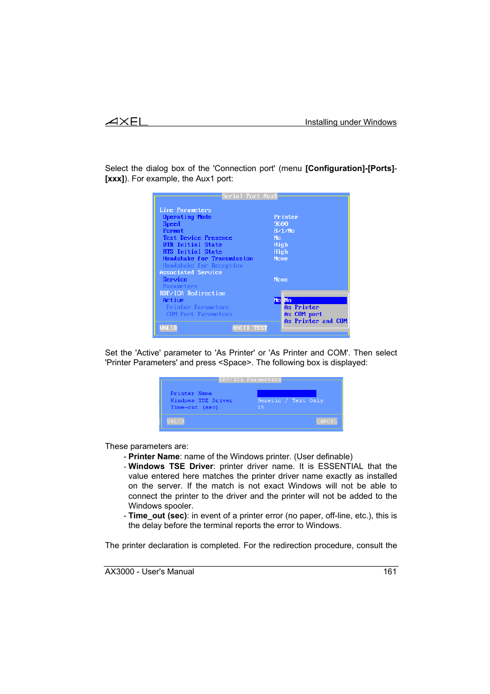 Axel AX3000 65 User's Manual - firmware 0632 User Manual | Page 175 / 298