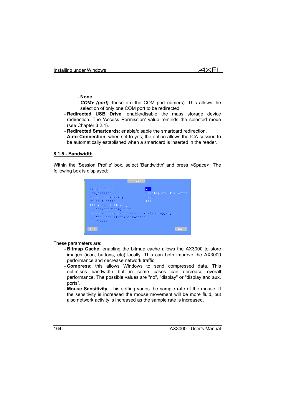 Axel AX3000 65 User's Manual - firmware 0632 User Manual | Page 178 / 298