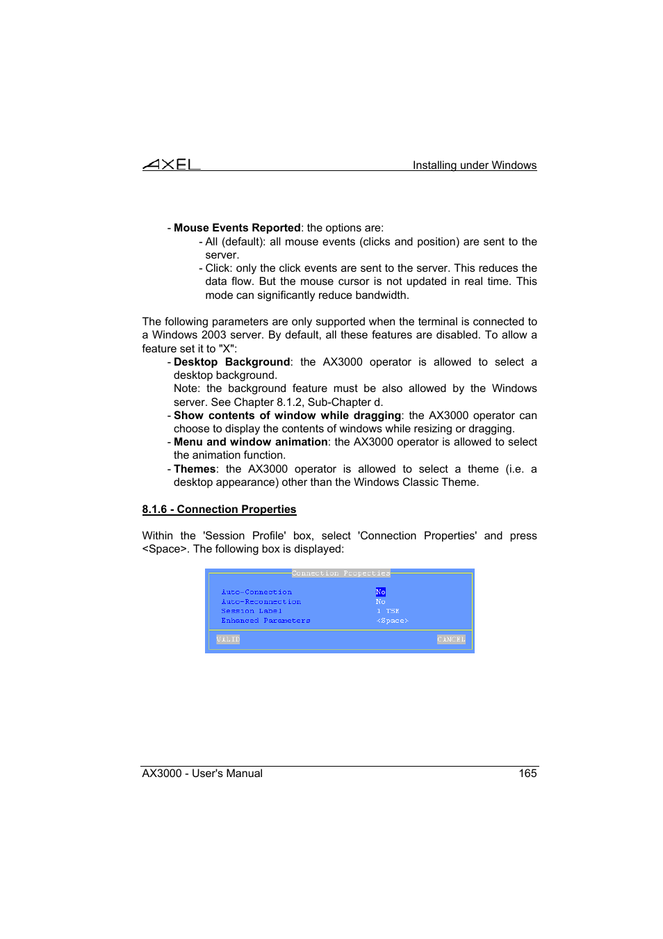 Axel AX3000 65 User's Manual - firmware 0632 User Manual | Page 179 / 298
