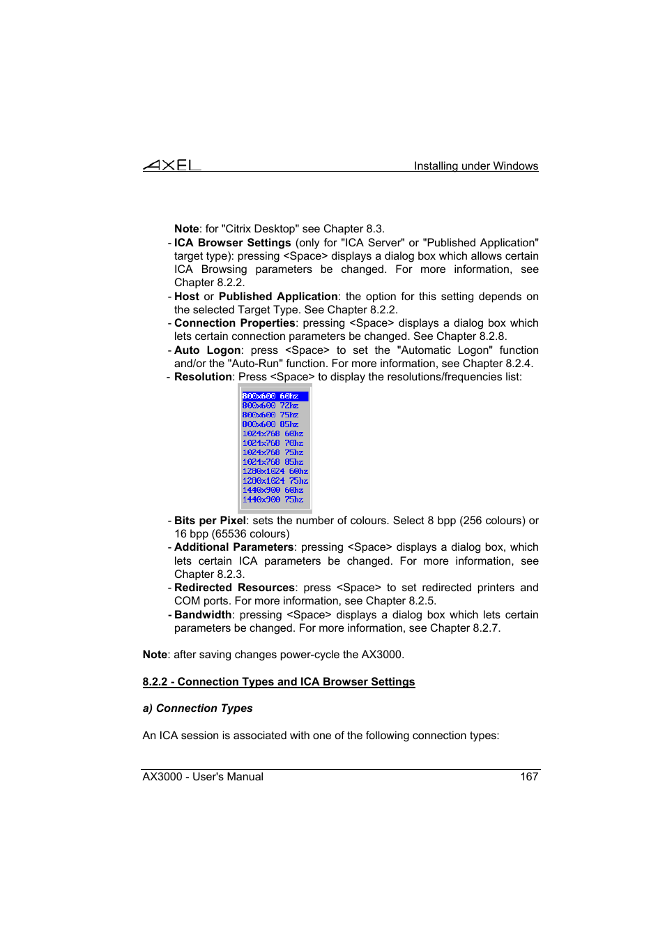 Axel AX3000 65 User's Manual - firmware 0632 User Manual | Page 181 / 298