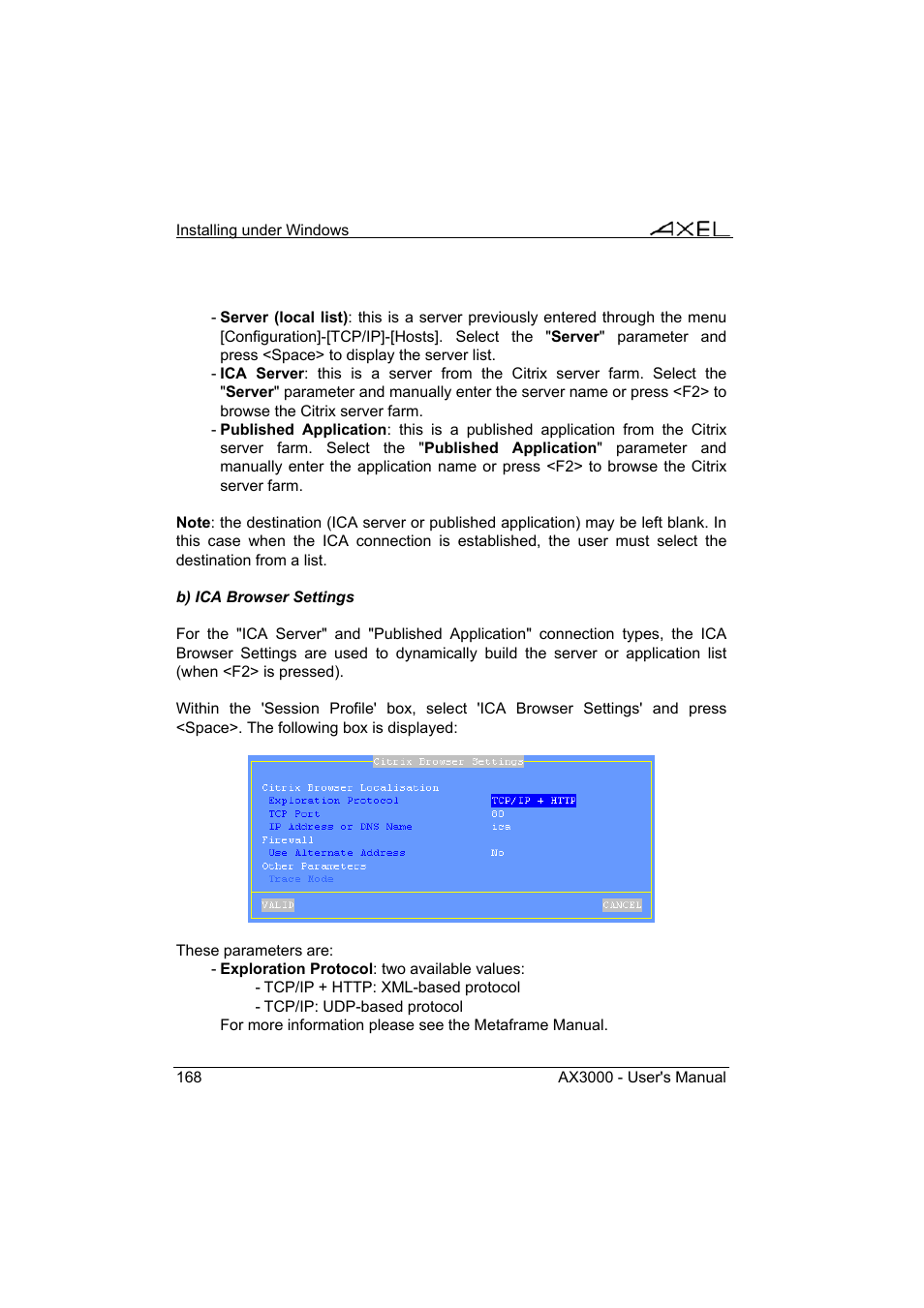 Axel AX3000 65 User's Manual - firmware 0632 User Manual | Page 182 / 298