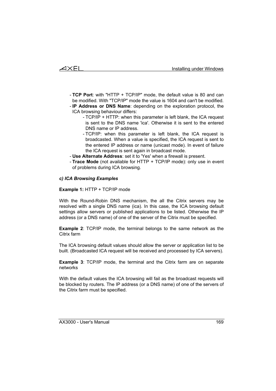 Axel AX3000 65 User's Manual - firmware 0632 User Manual | Page 183 / 298