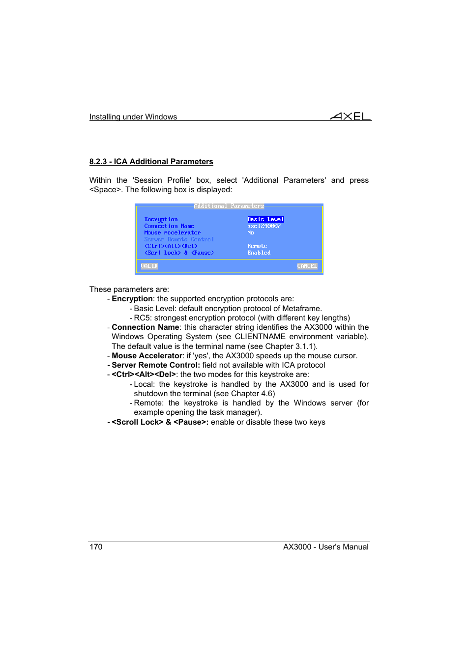 Axel AX3000 65 User's Manual - firmware 0632 User Manual | Page 184 / 298