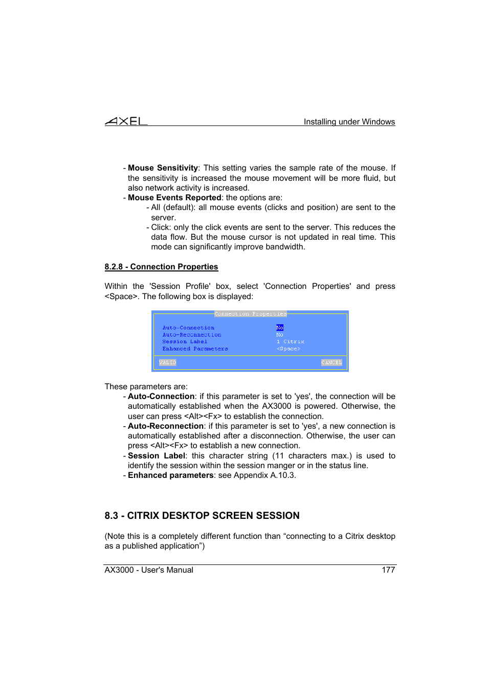 Axel AX3000 65 User's Manual - firmware 0632 User Manual | Page 191 / 298