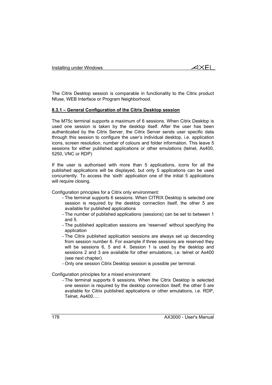 Axel AX3000 65 User's Manual - firmware 0632 User Manual | Page 192 / 298