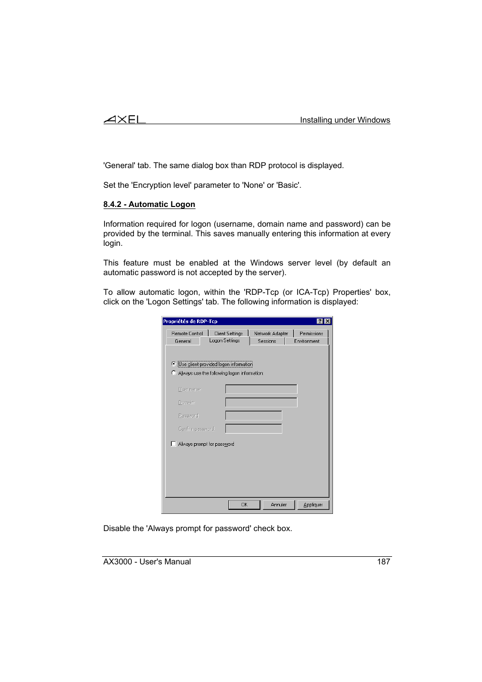 Axel AX3000 65 User's Manual - firmware 0632 User Manual | Page 201 / 298
