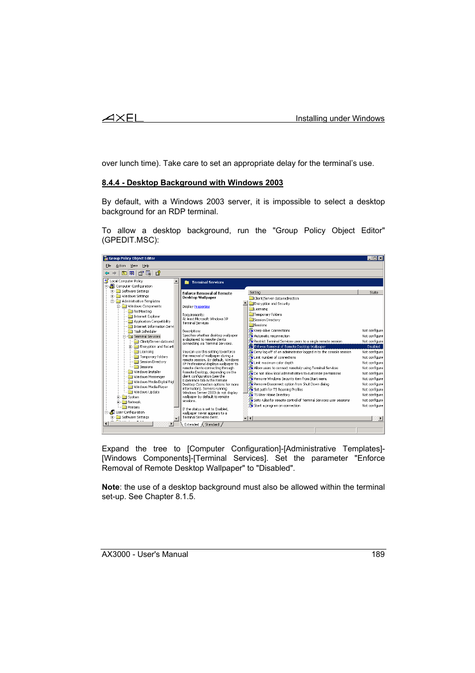 Axel AX3000 65 User's Manual - firmware 0632 User Manual | Page 203 / 298