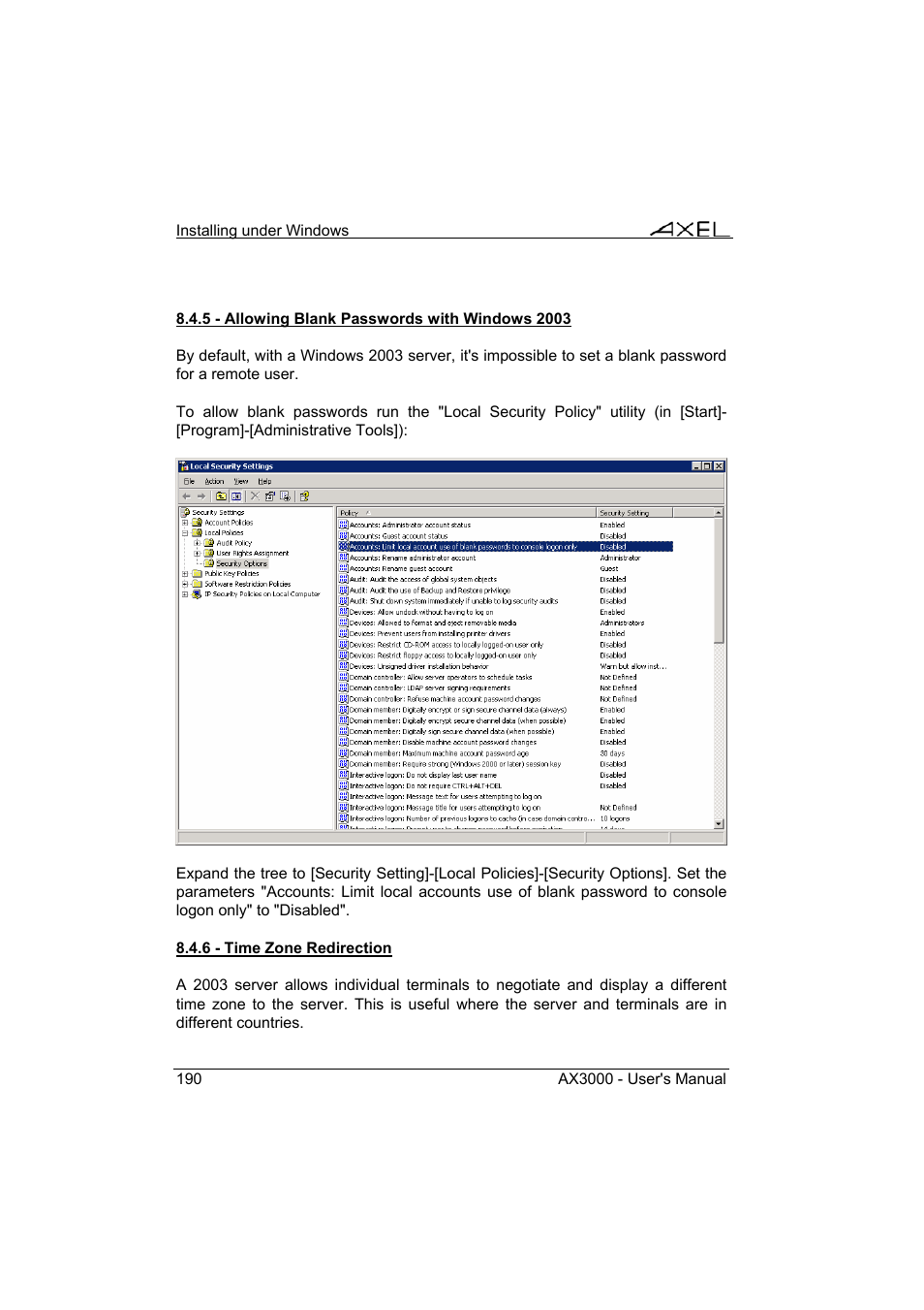 Axel AX3000 65 User's Manual - firmware 0632 User Manual | Page 204 / 298