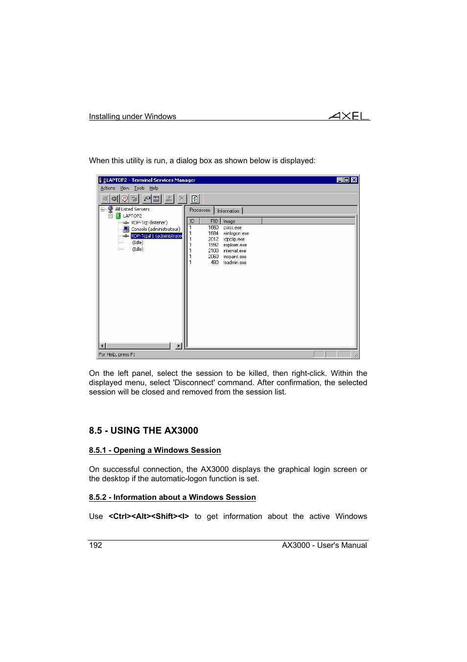 Axel AX3000 65 User's Manual - firmware 0632 User Manual | Page 206 / 298