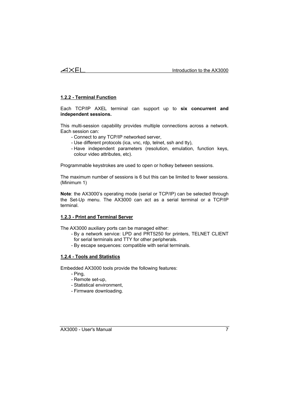 Axel AX3000 65 User's Manual - firmware 0632 User Manual | Page 21 / 298