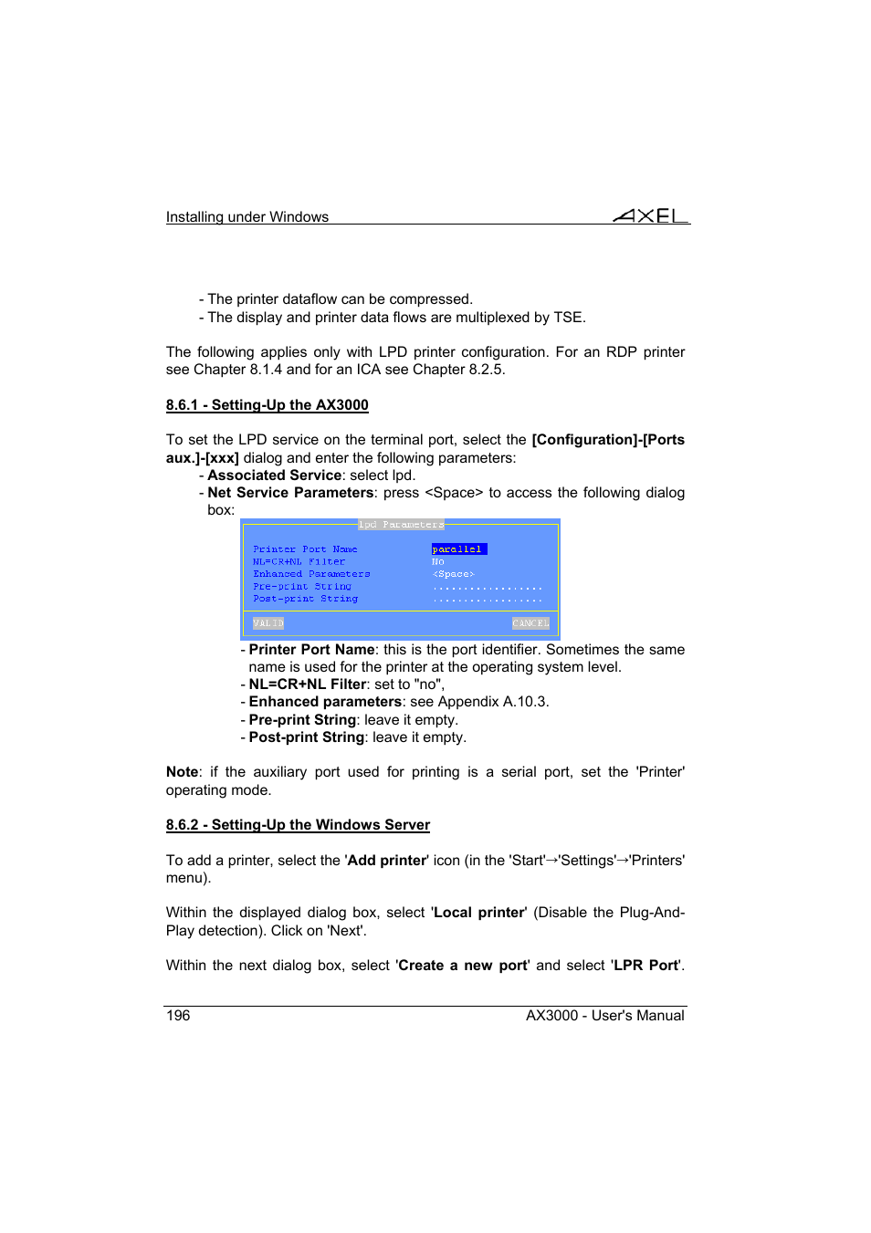 Axel AX3000 65 User's Manual - firmware 0632 User Manual | Page 210 / 298