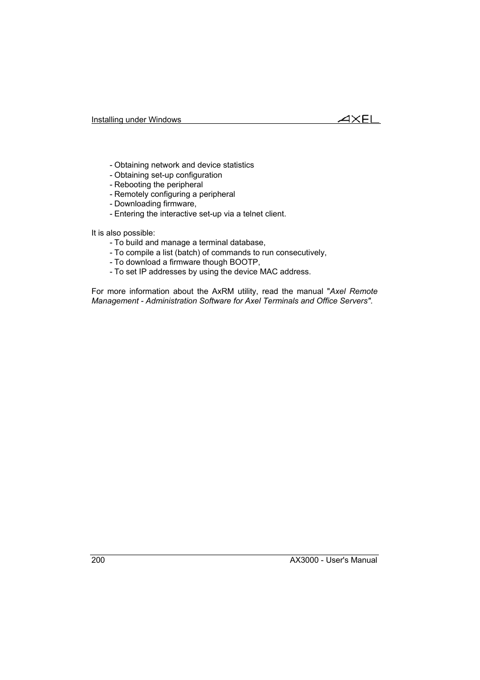 Axel AX3000 65 User's Manual - firmware 0632 User Manual | Page 214 / 298