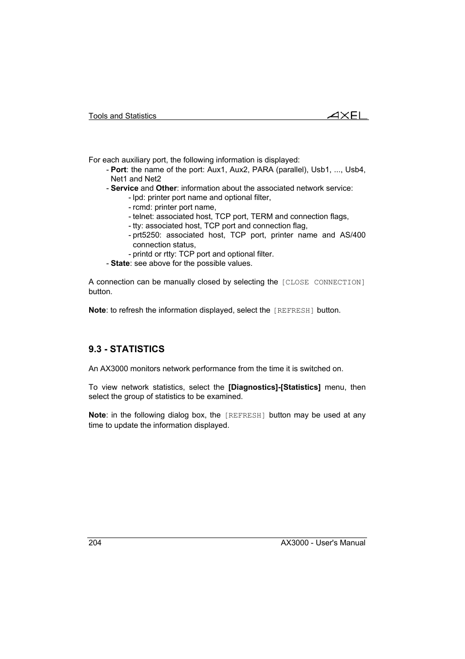 Axel AX3000 65 User's Manual - firmware 0632 User Manual | Page 218 / 298