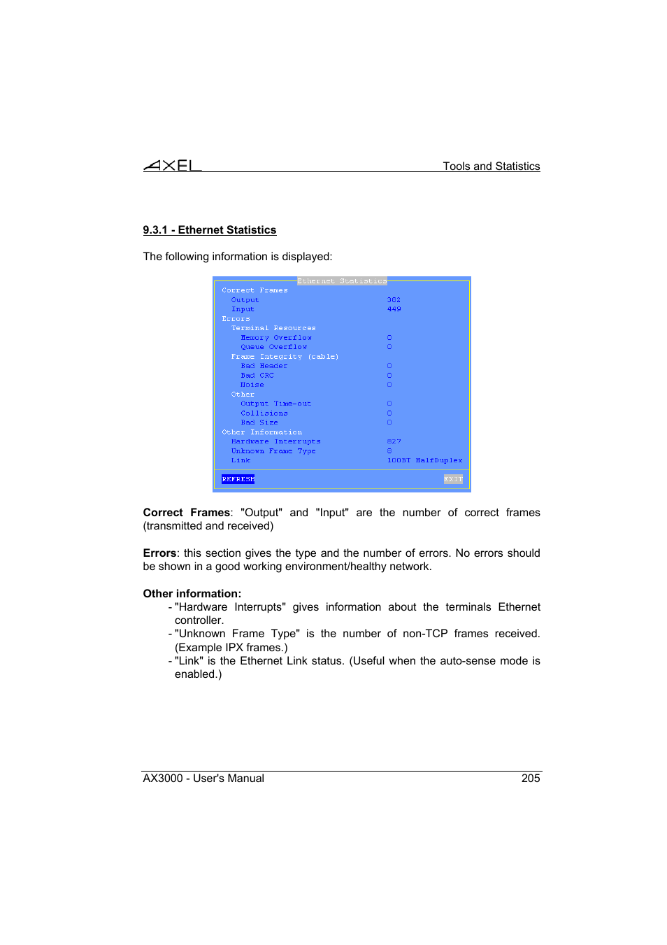 Axel AX3000 65 User's Manual - firmware 0632 User Manual | Page 219 / 298
