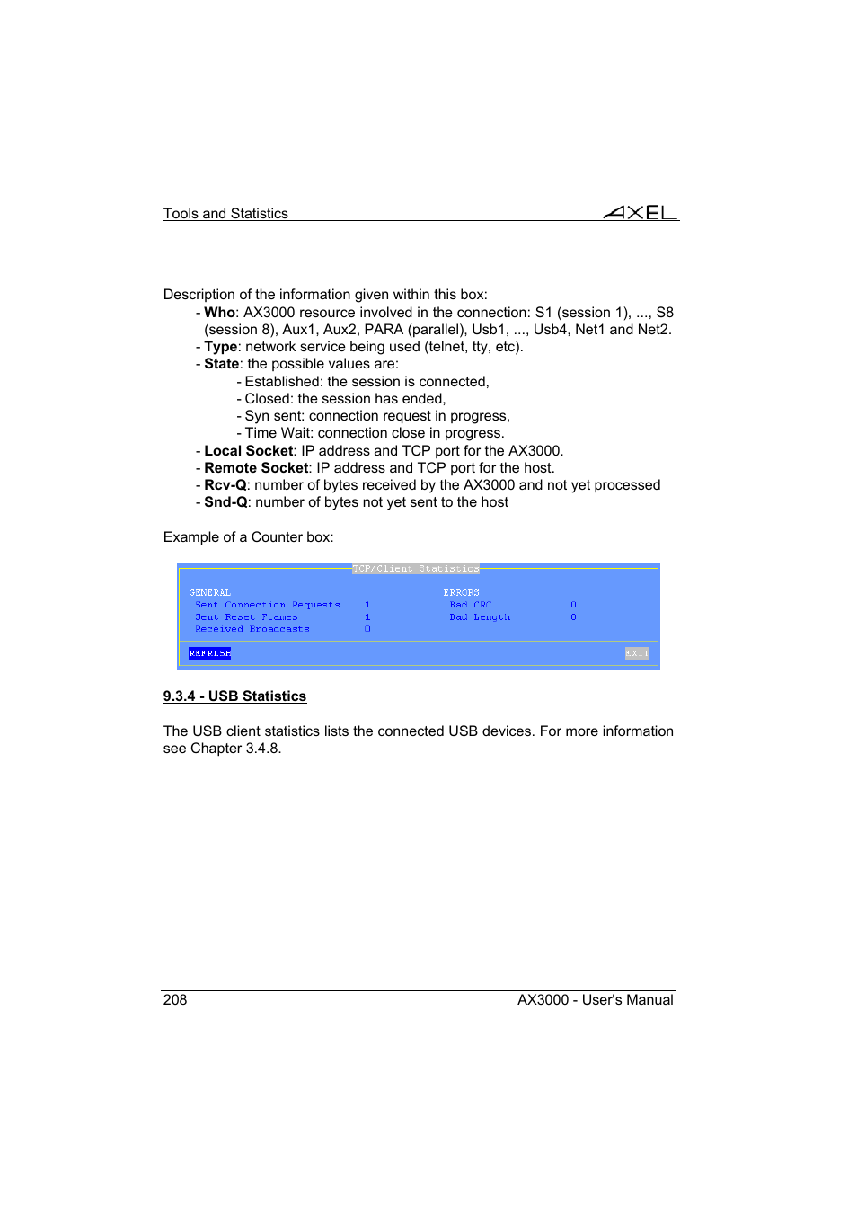 Axel AX3000 65 User's Manual - firmware 0632 User Manual | Page 222 / 298