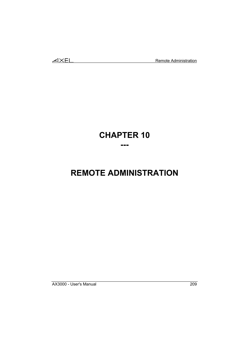 Chapter 10 --- remote administration | Axel AX3000 65 User's Manual - firmware 0632 User Manual | Page 223 / 298