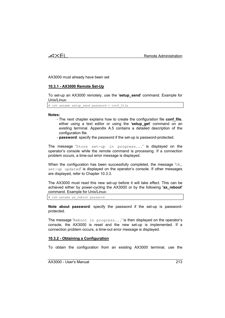 Axel AX3000 65 User's Manual - firmware 0632 User Manual | Page 227 / 298