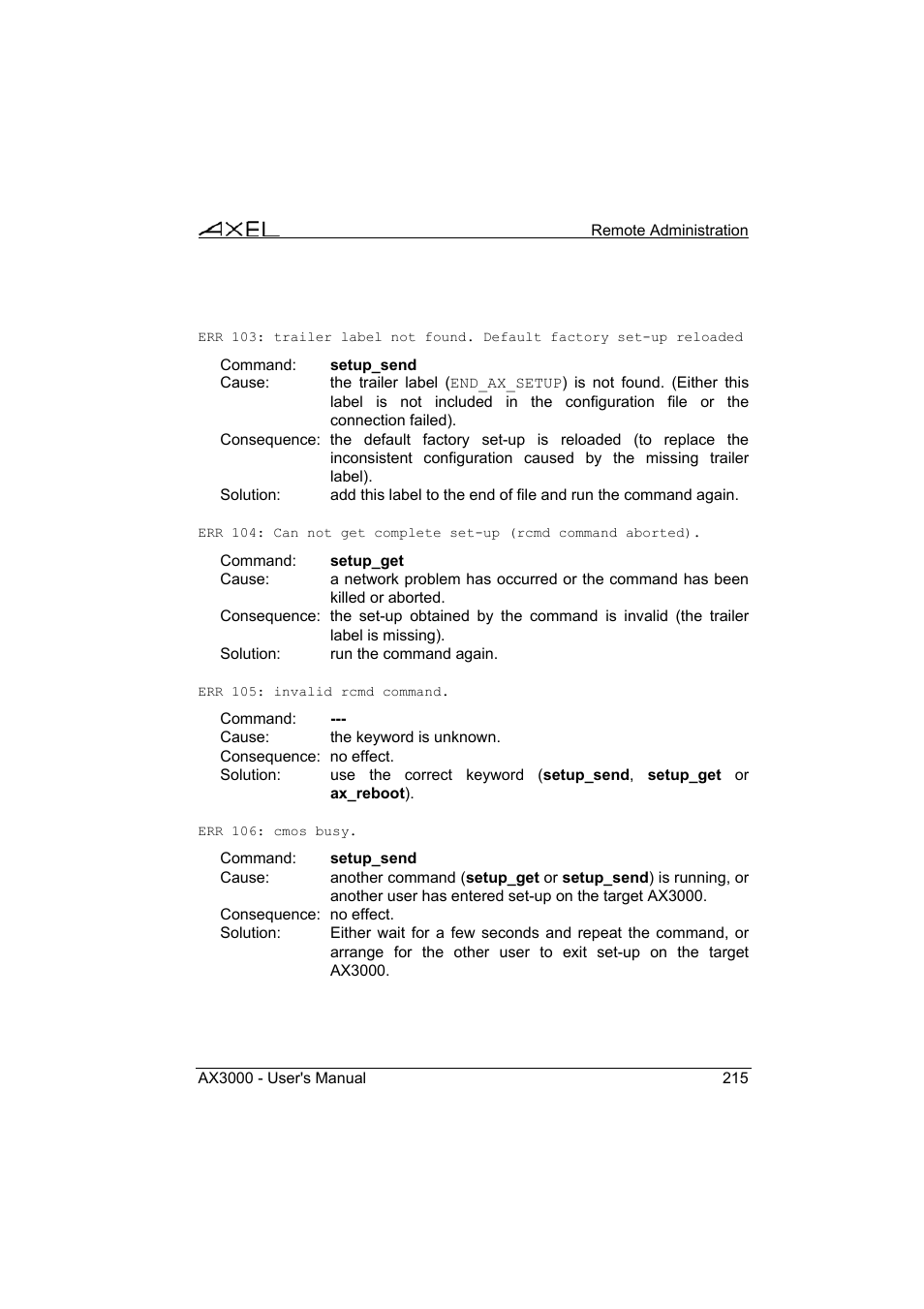 Axel AX3000 65 User's Manual - firmware 0632 User Manual | Page 229 / 298