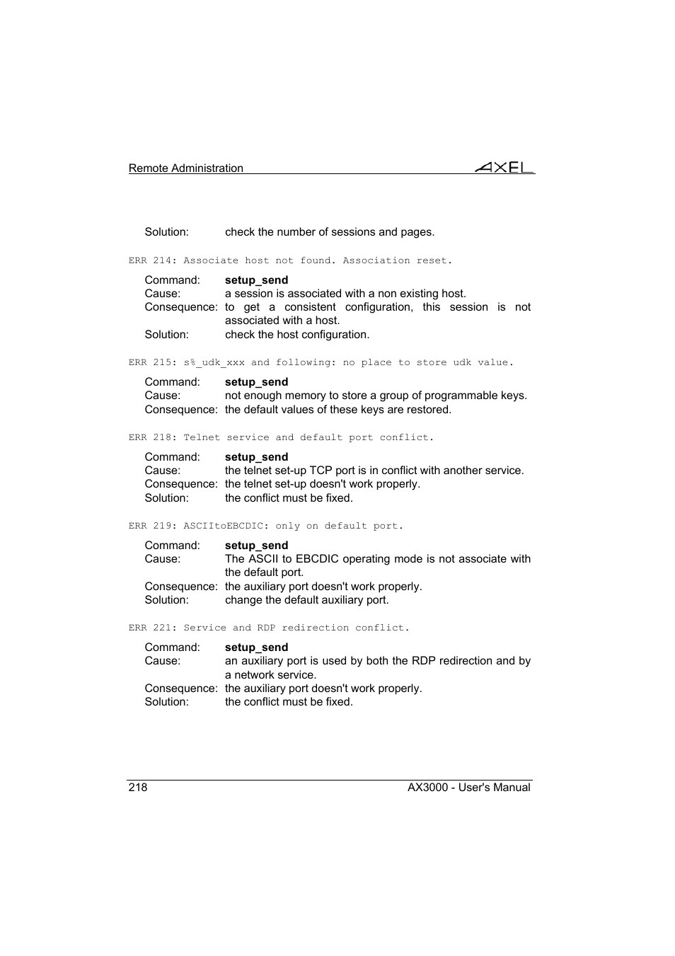 Axel AX3000 65 User's Manual - firmware 0632 User Manual | Page 232 / 298