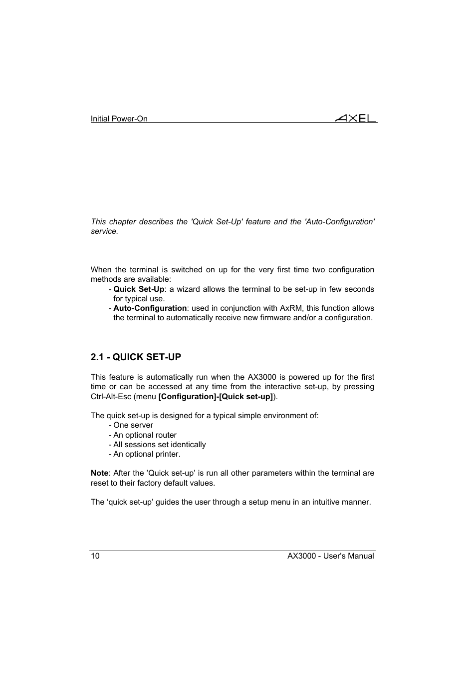 Axel AX3000 65 User's Manual - firmware 0632 User Manual | Page 24 / 298