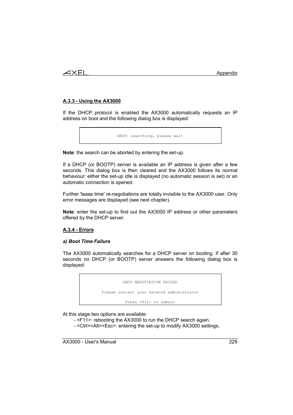 Axel AX3000 65 User's Manual - firmware 0632 User Manual | Page 243 / 298