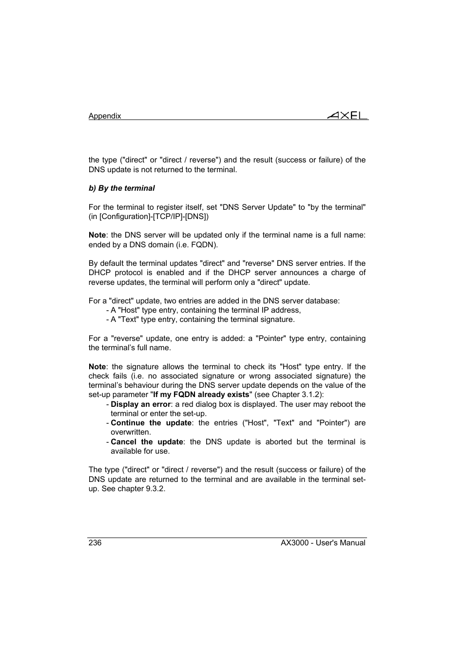 Axel AX3000 65 User's Manual - firmware 0632 User Manual | Page 250 / 298