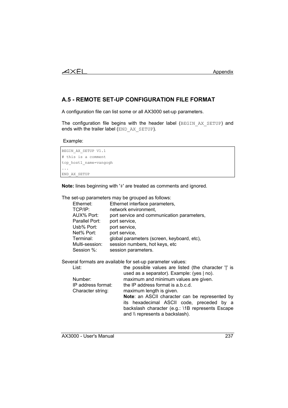 Axel AX3000 65 User's Manual - firmware 0632 User Manual | Page 251 / 298