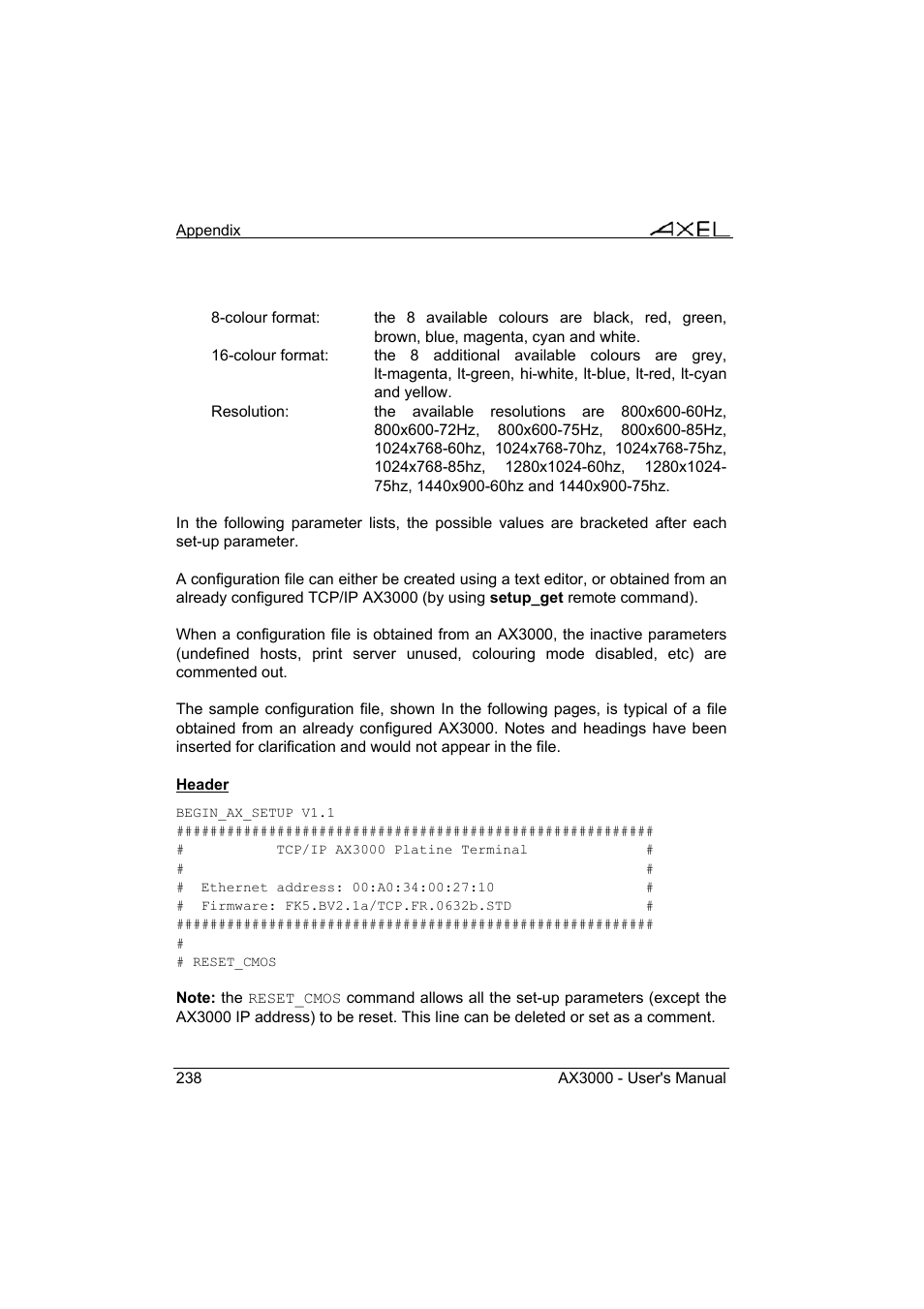 Axel AX3000 65 User's Manual - firmware 0632 User Manual | Page 252 / 298