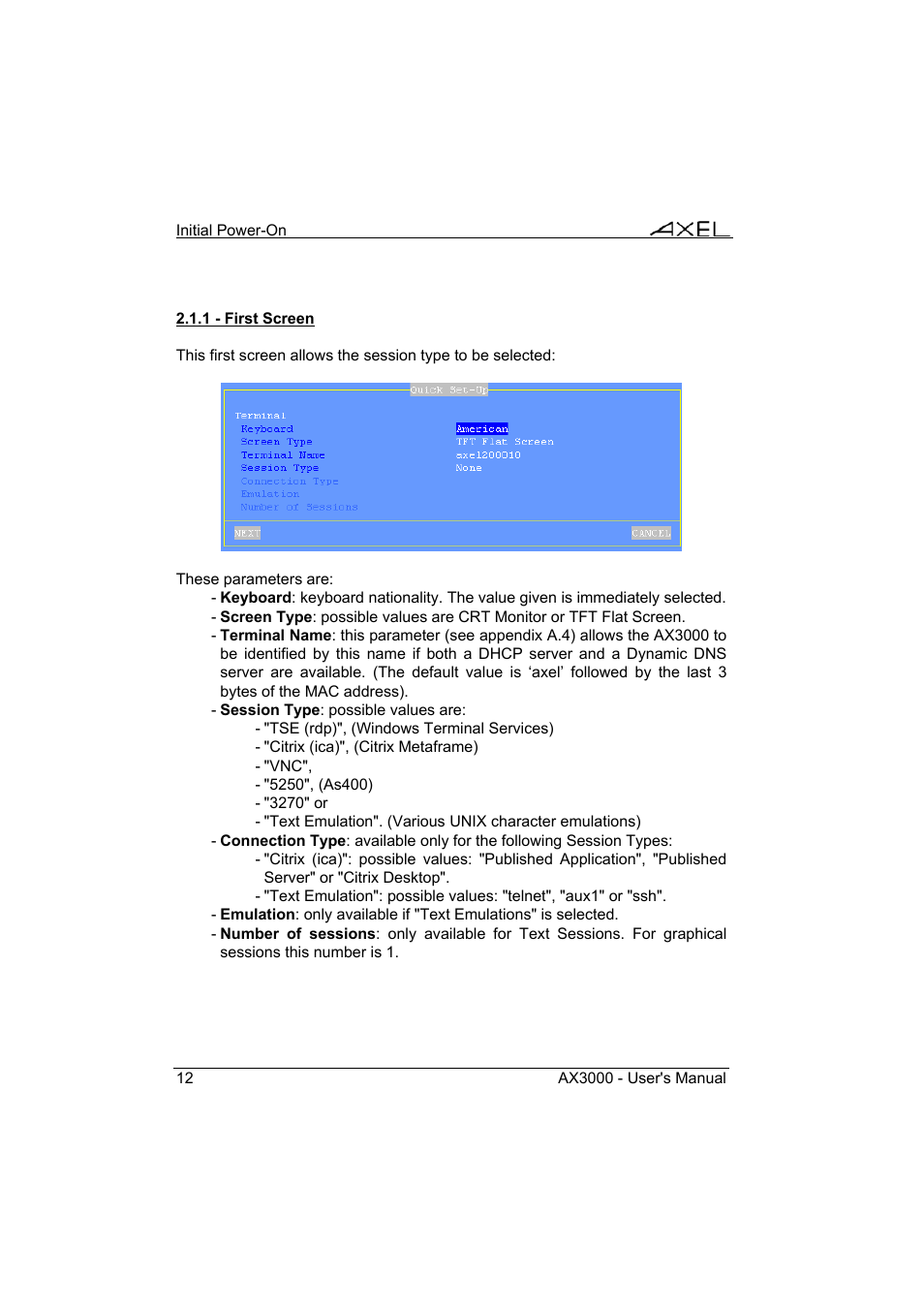 Axel AX3000 65 User's Manual - firmware 0632 User Manual | Page 26 / 298