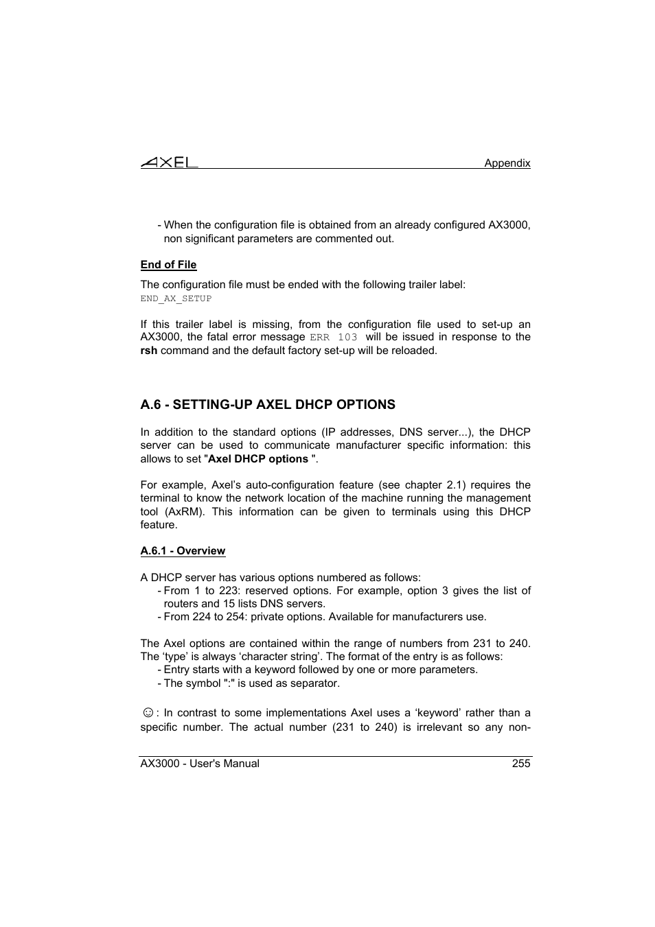 Axel AX3000 65 User's Manual - firmware 0632 User Manual | Page 269 / 298