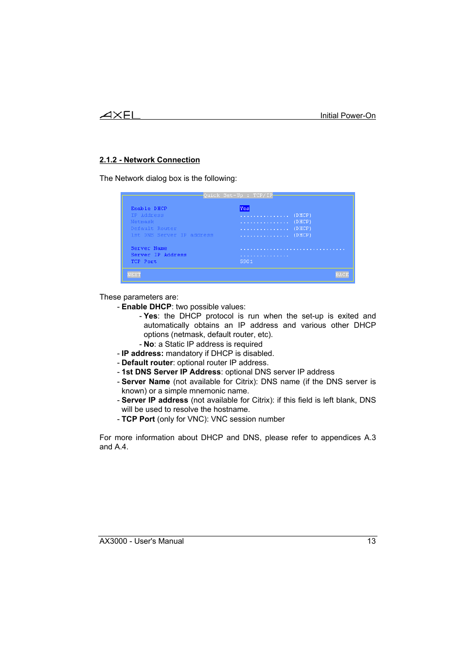 Axel AX3000 65 User's Manual - firmware 0632 User Manual | Page 27 / 298