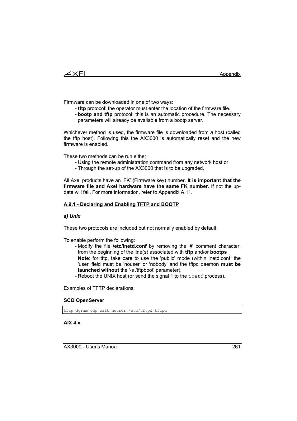 Axel AX3000 65 User's Manual - firmware 0632 User Manual | Page 275 / 298