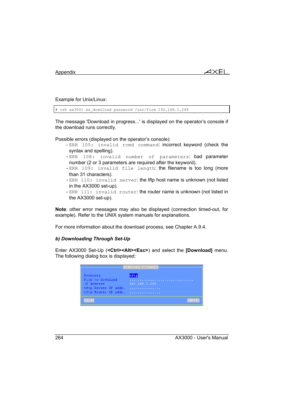 Axel AX3000 65 User's Manual - firmware 0632 User Manual | Page 278 / 298