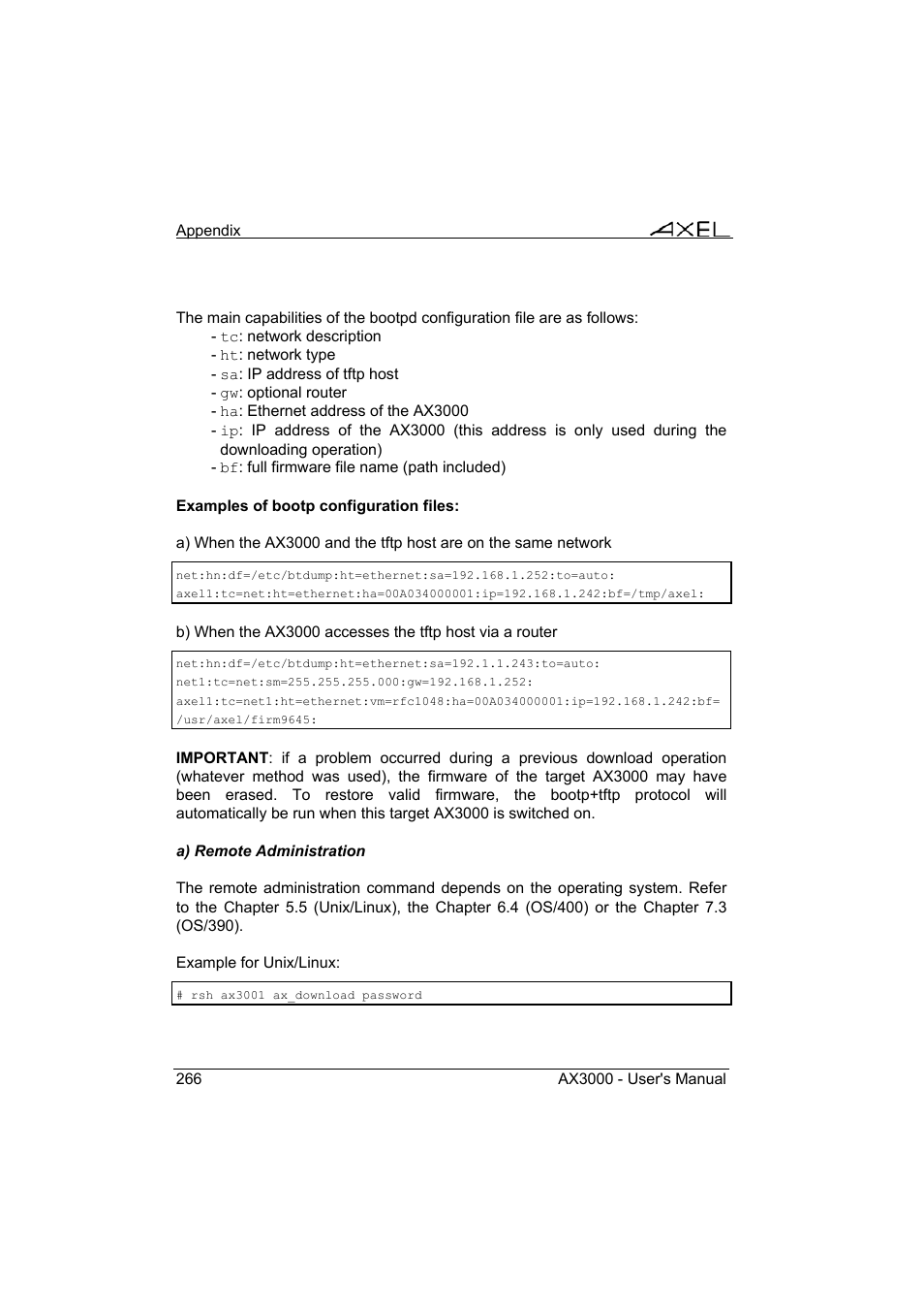 Axel AX3000 65 User's Manual - firmware 0632 User Manual | Page 280 / 298