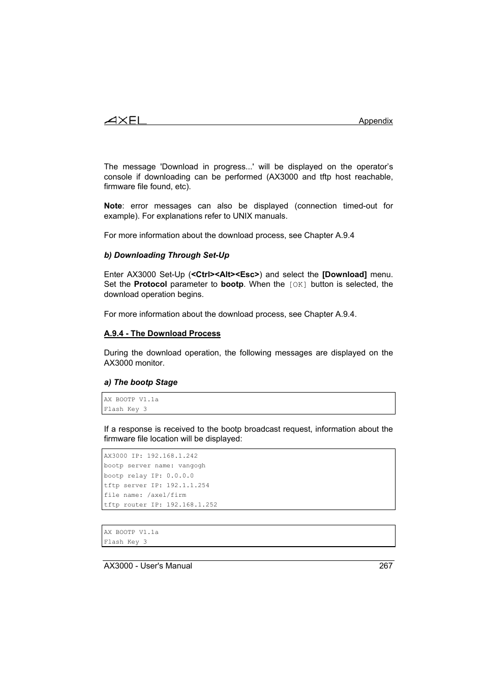 Axel AX3000 65 User's Manual - firmware 0632 User Manual | Page 281 / 298