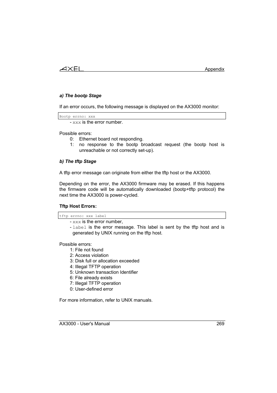 Axel AX3000 65 User's Manual - firmware 0632 User Manual | Page 283 / 298