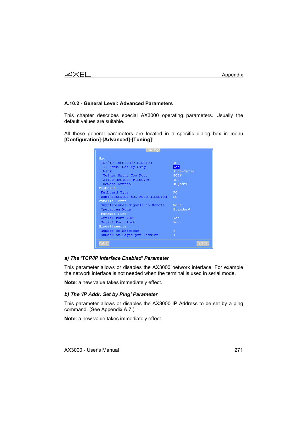 Axel AX3000 65 User's Manual - firmware 0632 User Manual | Page 285 / 298