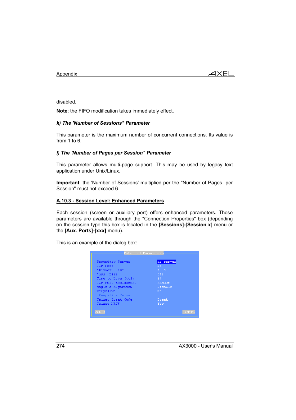 Axel AX3000 65 User's Manual - firmware 0632 User Manual | Page 288 / 298