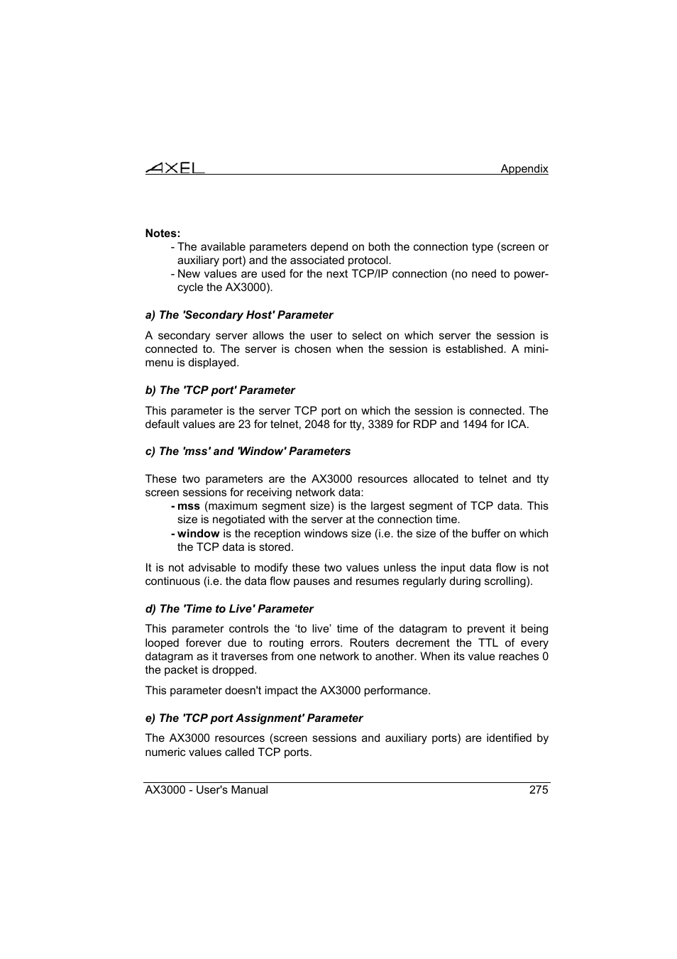 Axel AX3000 65 User's Manual - firmware 0632 User Manual | Page 289 / 298