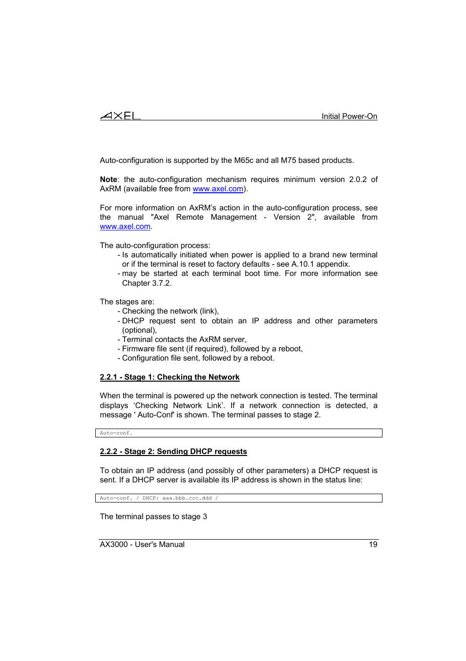 Axel AX3000 65 User's Manual - firmware 0632 User Manual | Page 33 / 298
