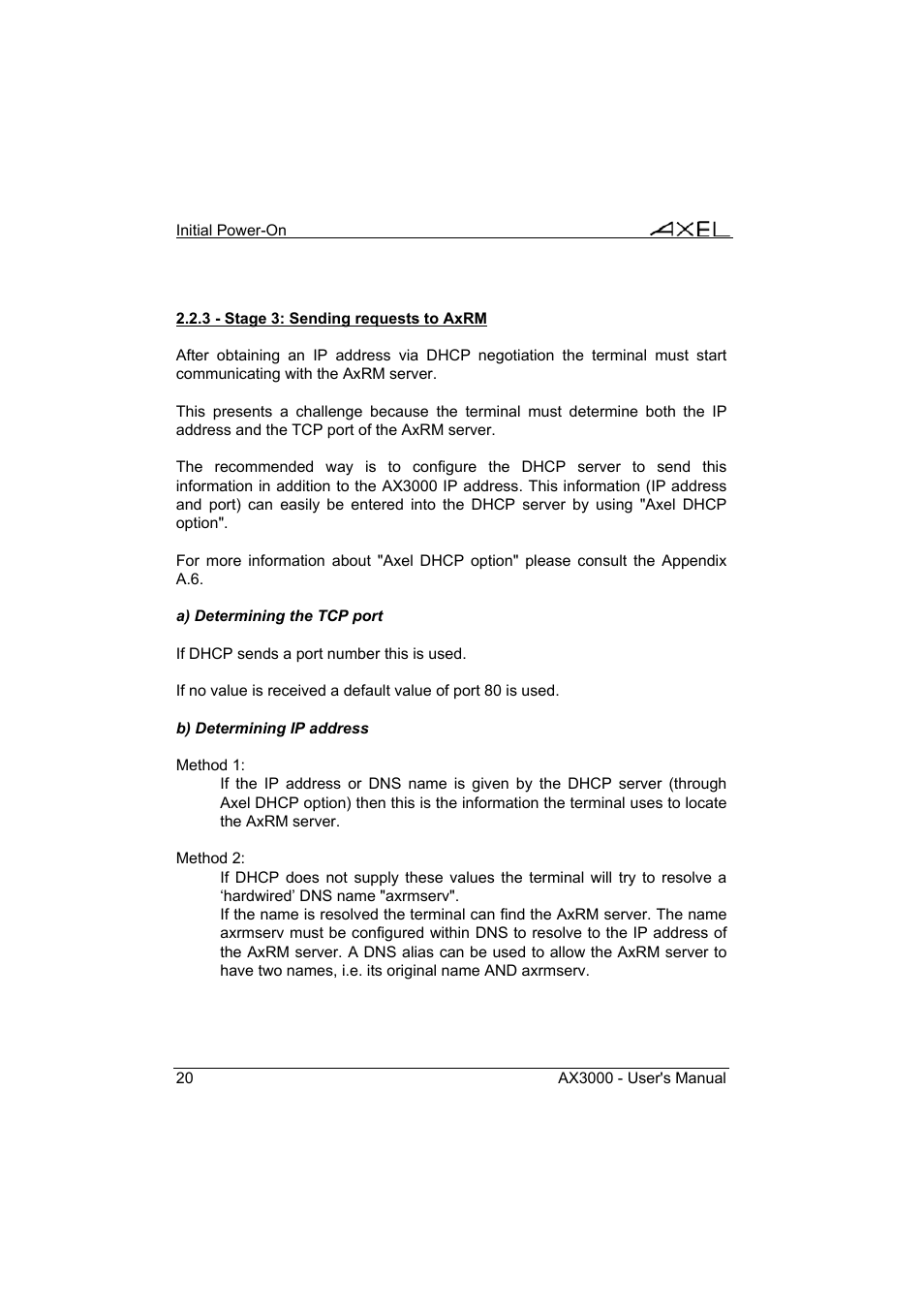 Axel AX3000 65 User's Manual - firmware 0632 User Manual | Page 34 / 298