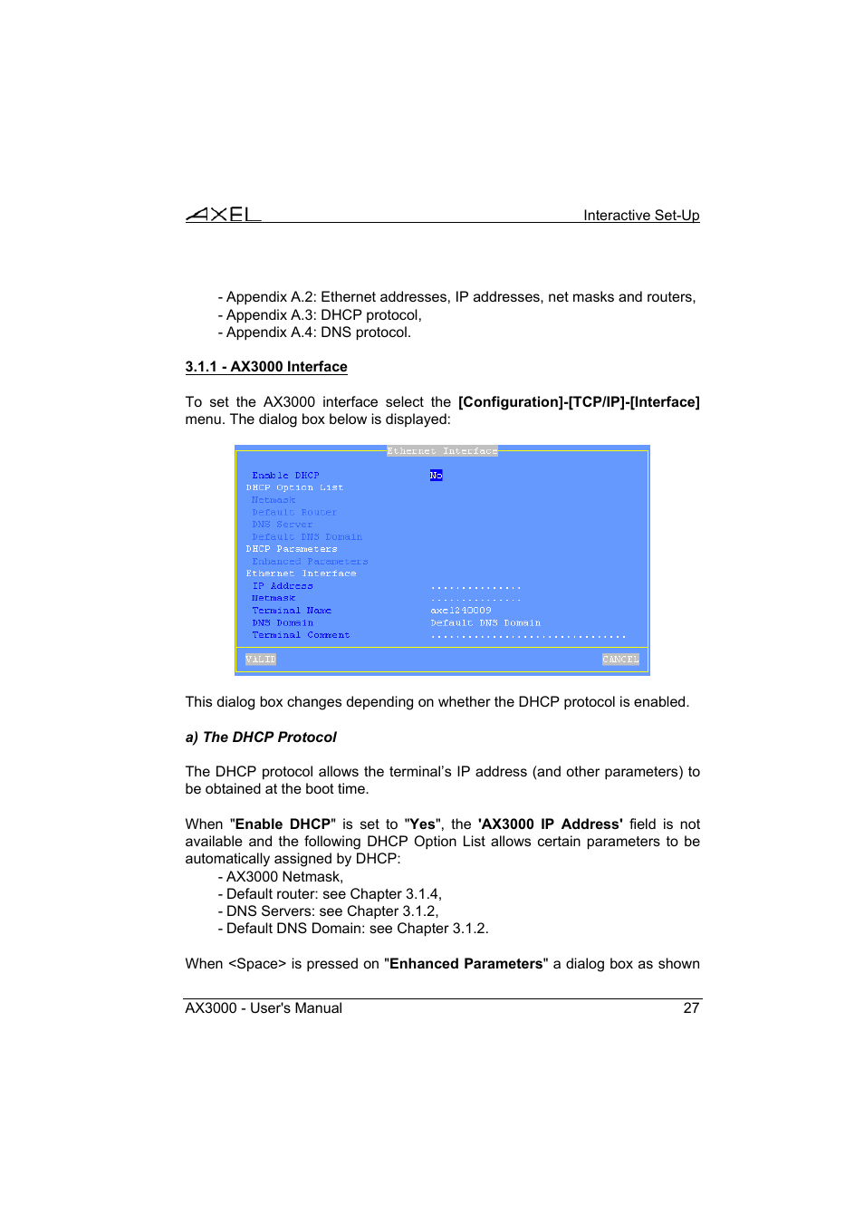Axel AX3000 65 User's Manual - firmware 0632 User Manual | Page 41 / 298