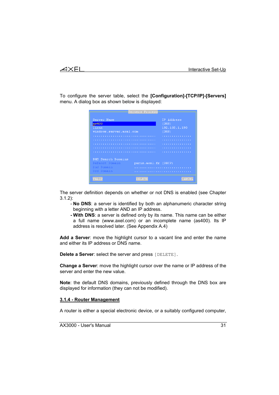 Axel AX3000 65 User's Manual - firmware 0632 User Manual | Page 45 / 298