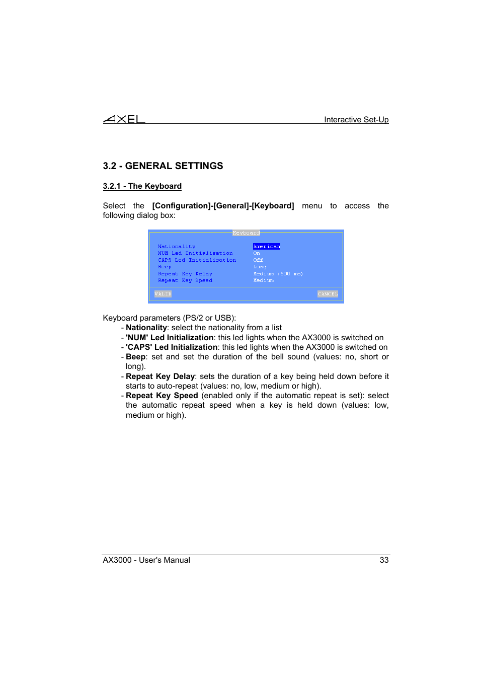 Axel AX3000 65 User's Manual - firmware 0632 User Manual | Page 47 / 298