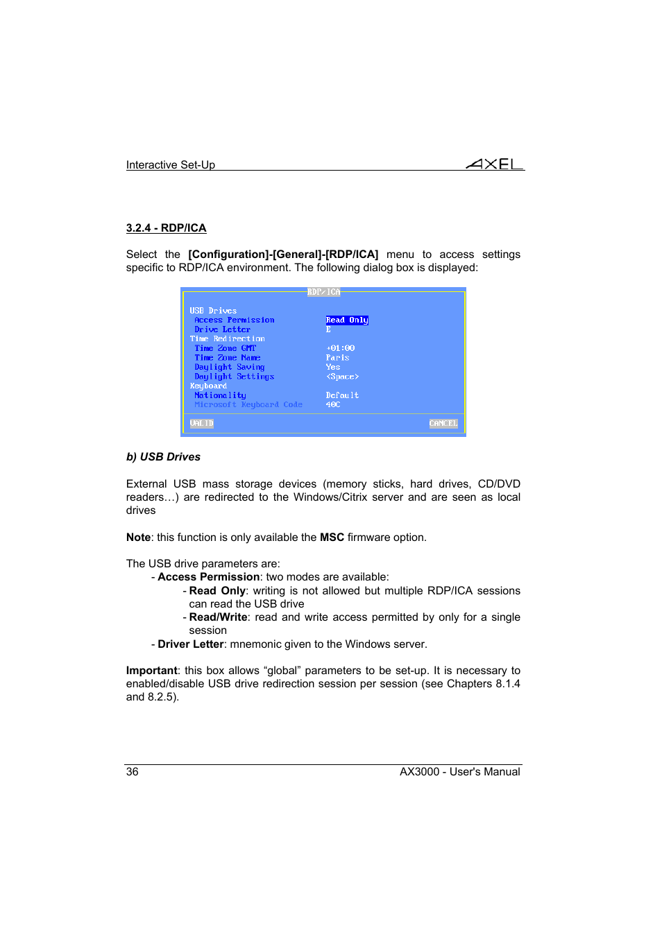 Axel AX3000 65 User's Manual - firmware 0632 User Manual | Page 50 / 298